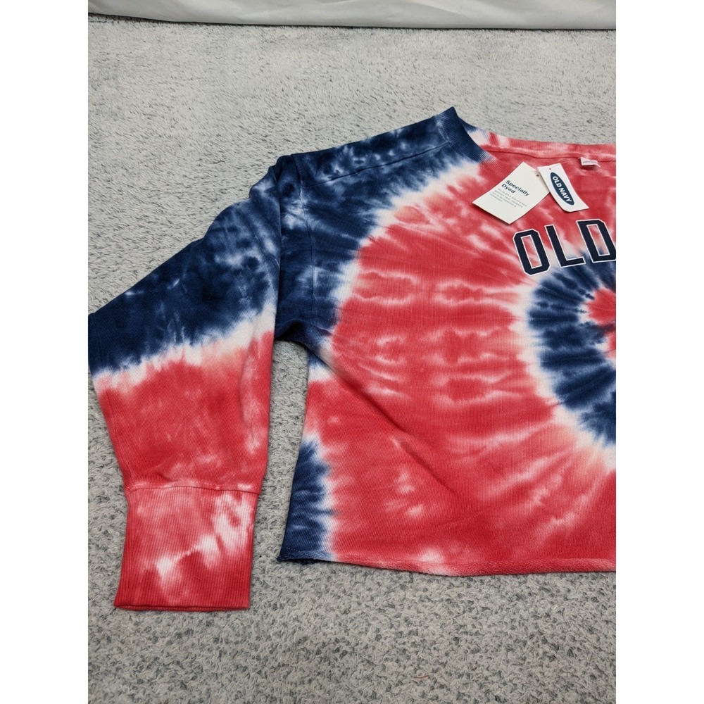 Old Navy‎ Womens Cropped OVERSIZED Sweatshirt Tie Dye Small USA Patriotic NWT